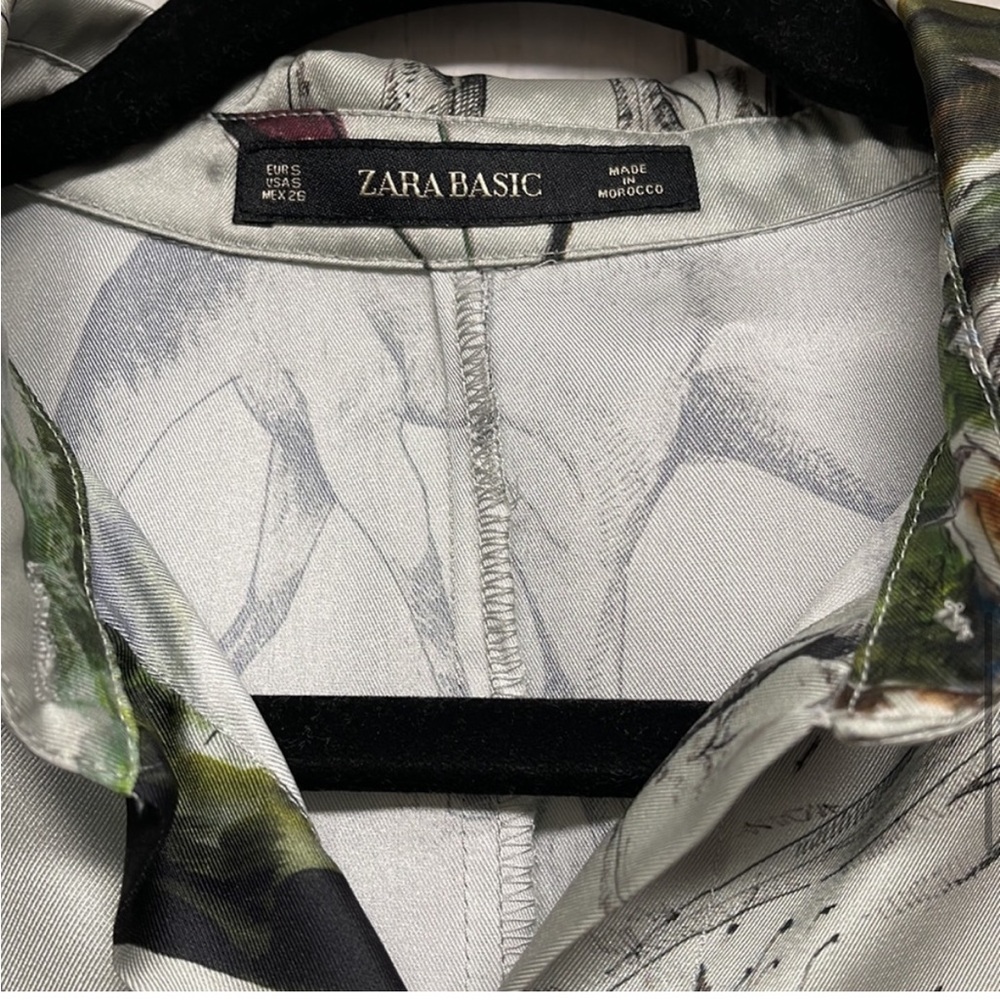 Zara Vintage Woodland Creature Satin Shirt Dress - Picture 7 of 11